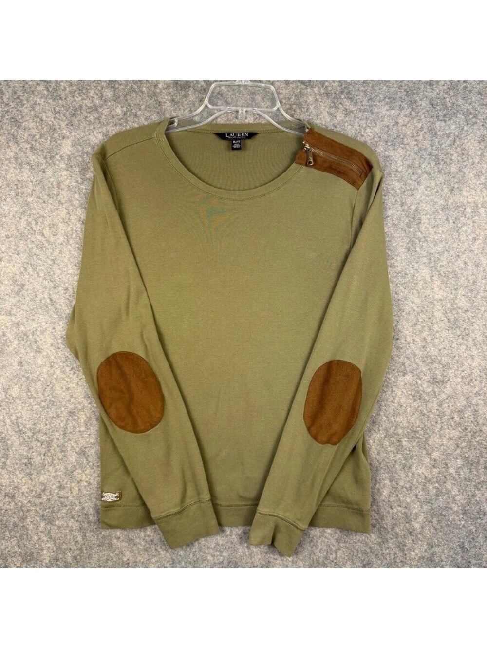 LAUREN Ralph Lauren OLIVE GREEN SHIRT ELBOW PATCHES SIZE XL EQUESTRIAN-CHIC 222